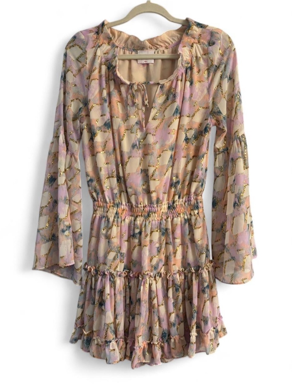 Vintage Buddy Pastel Pink Floral and gold dress